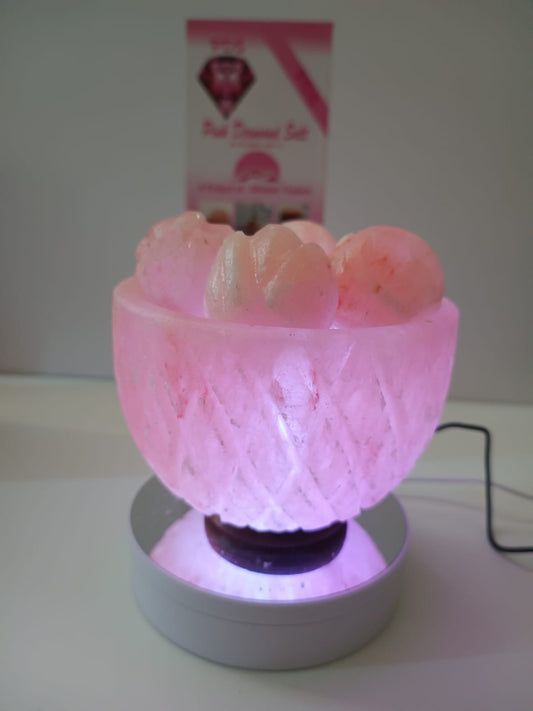 3-4 KG Himalayan Premium Multi Colour Pineappple Fire Bowl Salt Lamp 100% Authentic, Beautifully Hand Crafted Pineappple Fire Bowl Salt Lamp Comes with Complete