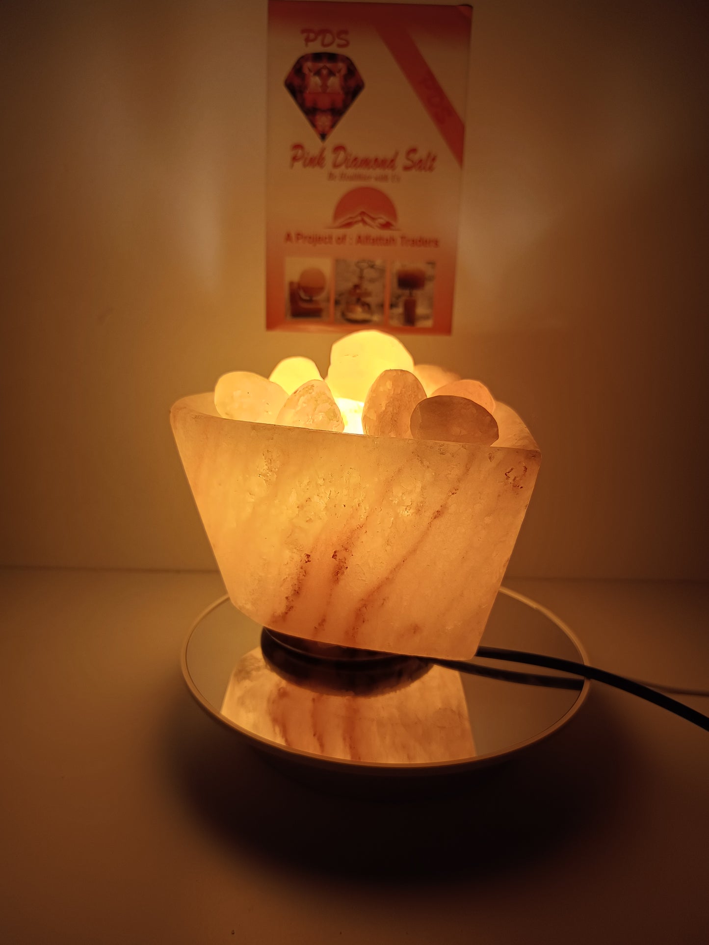 3-4 KG Himalayan Premium Heart Shaped Bowl Salt Lamp 100% Authentic, Beautifully Hand Crafted With Heart Shaped Chunks Comes with Complete Electric Fitting