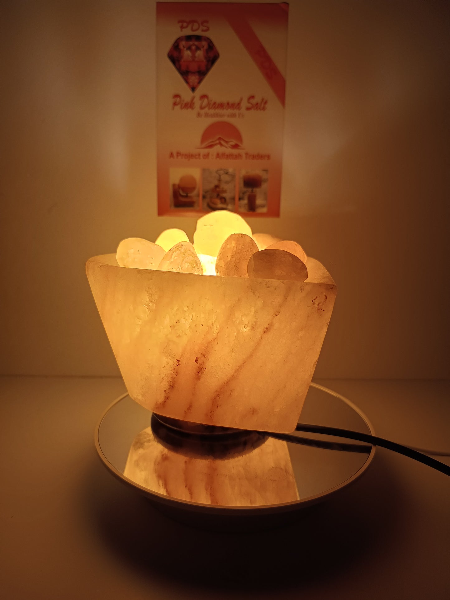 3-4 KG Himalayan Premium Heart Shaped Bowl Salt Lamp 100% Authentic, Beautifully Hand Crafted With Heart Shaped Chunks Comes with Complete Electric Fitting