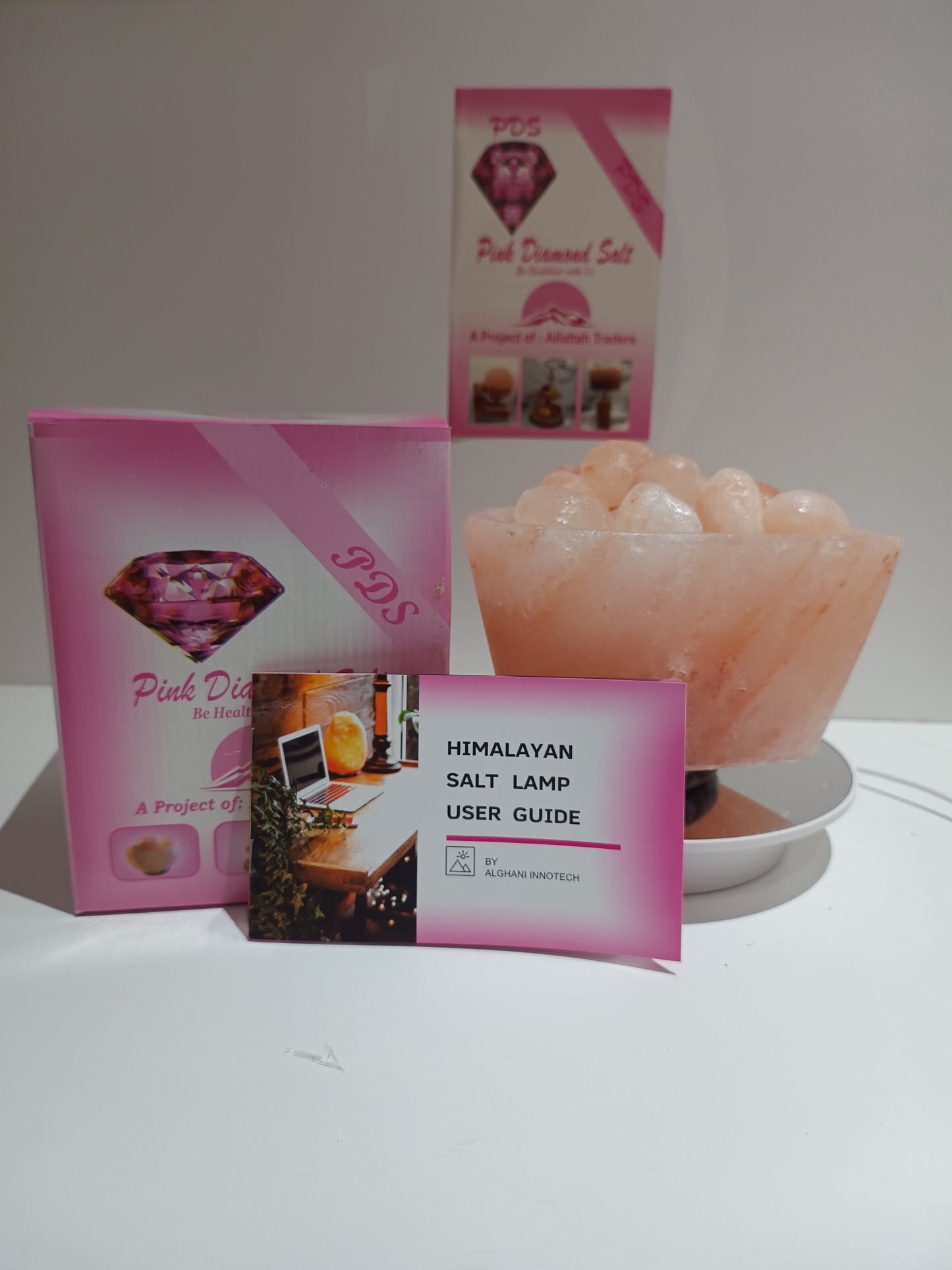 3-4 KG Himalayan Premium Heart Shaped Bowl Salt Lamp 100% Authentic, Beautifully Hand Crafted With Heart Shaped Chunks Comes with Complete Electric Fitting