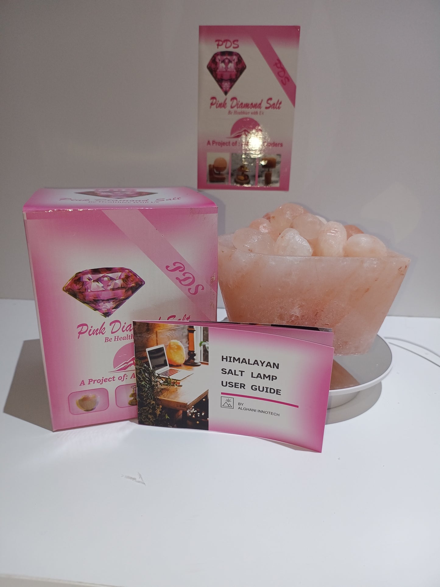 3-4 KG Himalayan Premium Heart Shaped Bowl Salt Lamp 100% Authentic, Beautifully Hand Crafted With Heart Shaped Chunks Comes with Complete Electric Fitting