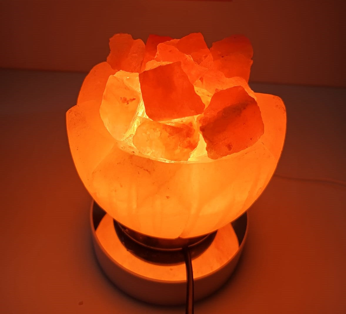 3-4 KG Himalayan Premium Petal Fire Bowl Salt Lamp 100% Authentic, Beautifully Hand Crafted Petal Fire Bowl Salt Lamp Comes with Complete Electric Fitting