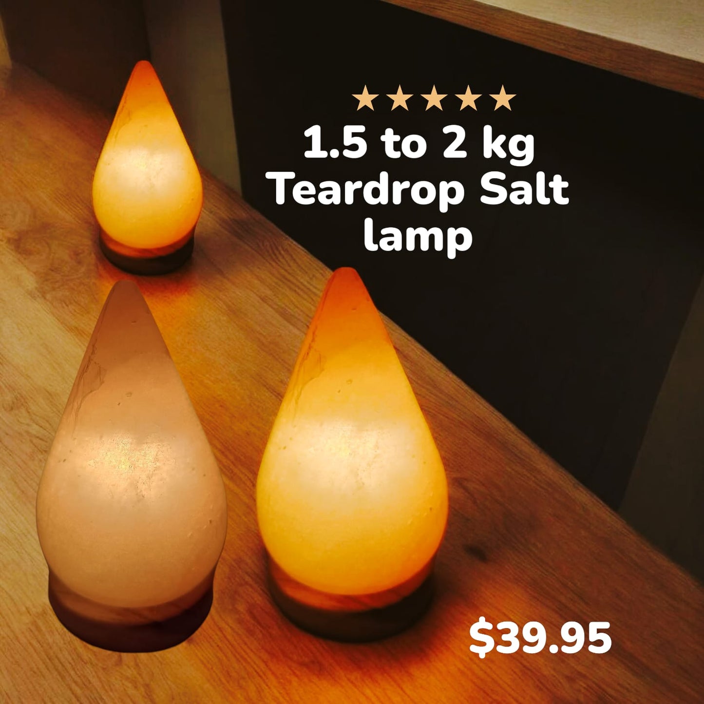 1-2 KG Premium Natural Teardrop Salt Lamp